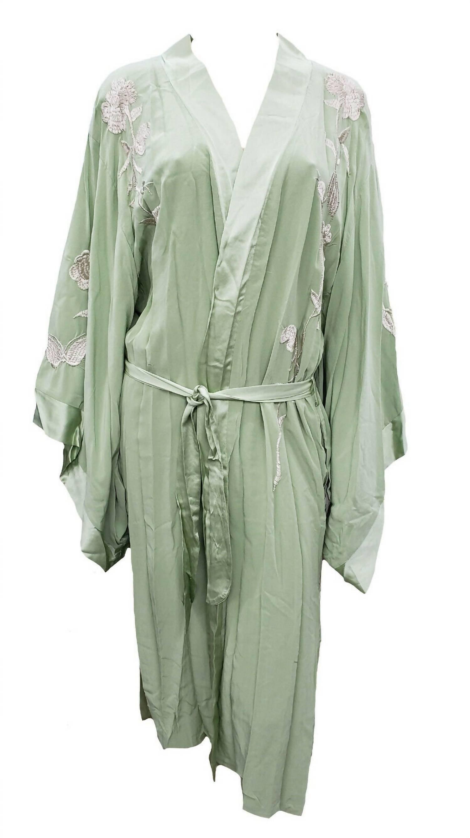 women's pastel reversible kimono in foam green