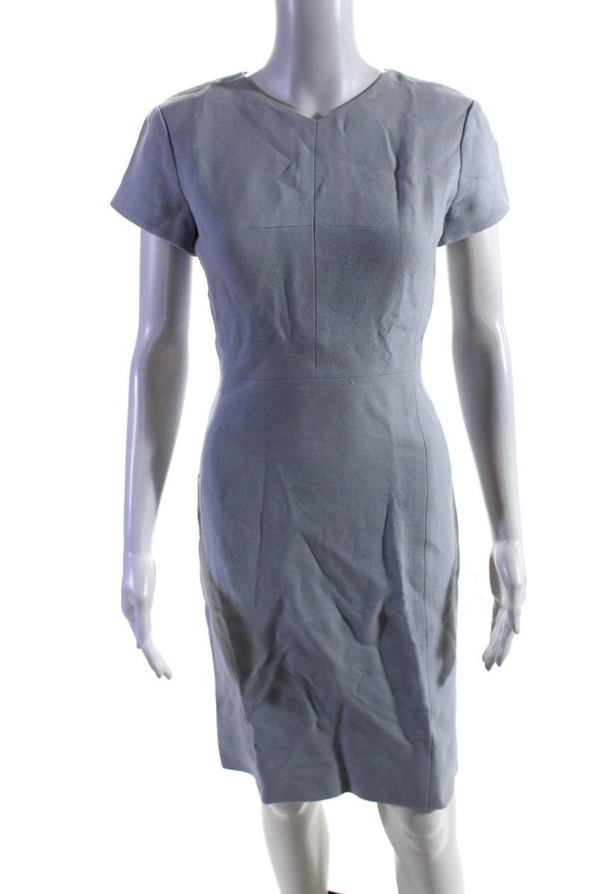 women's short sleeve v neck sheath dress light blue