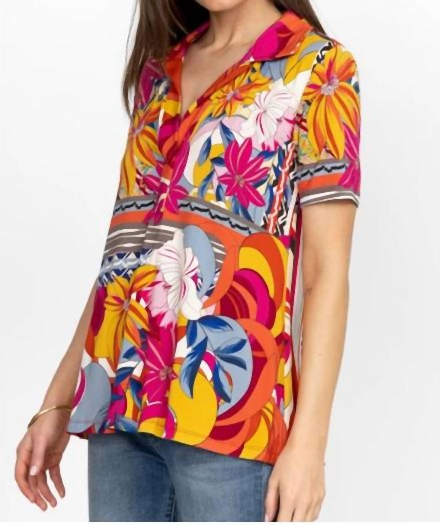 rachel may short sleeve swing top in multi