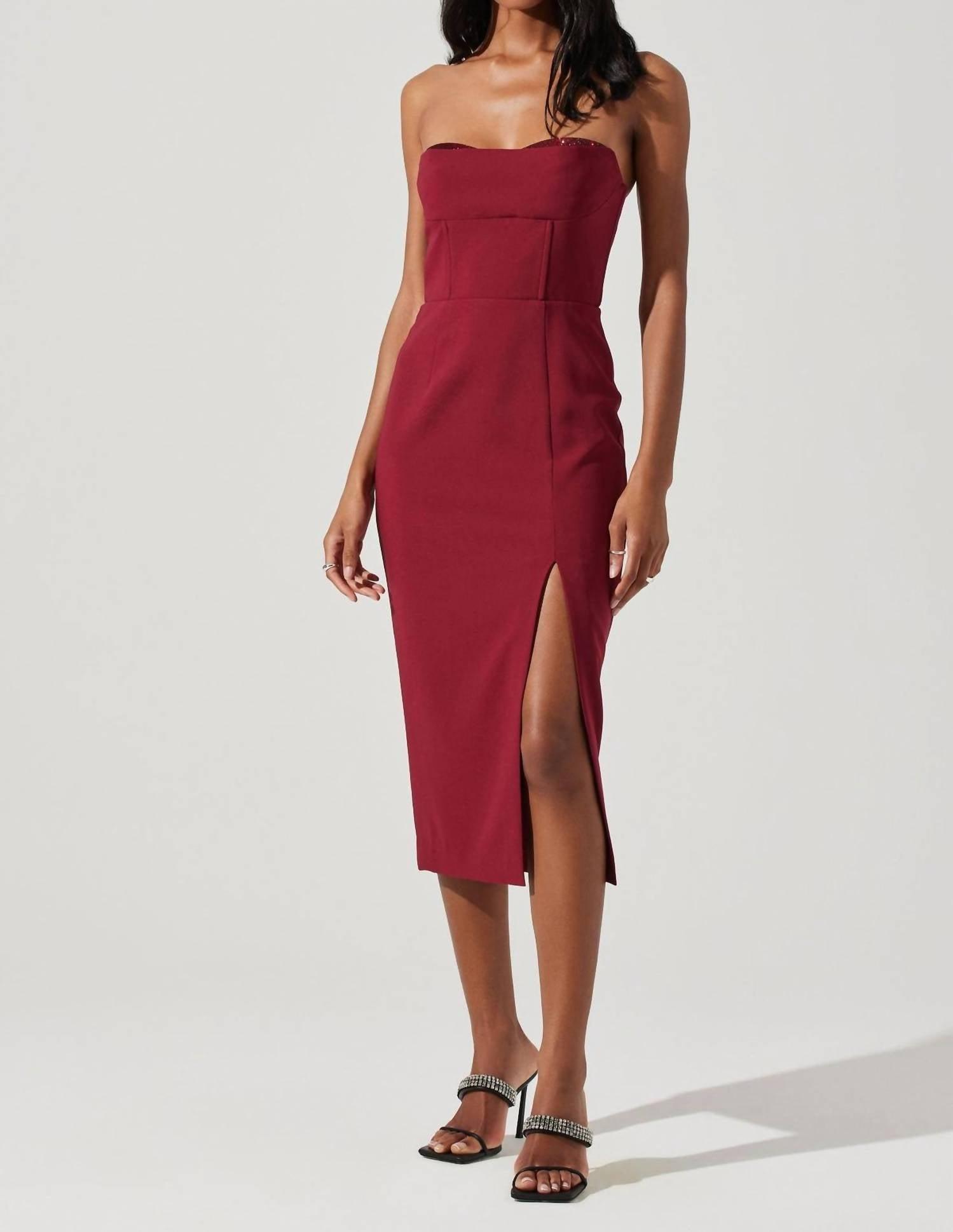 melani dress in maroon