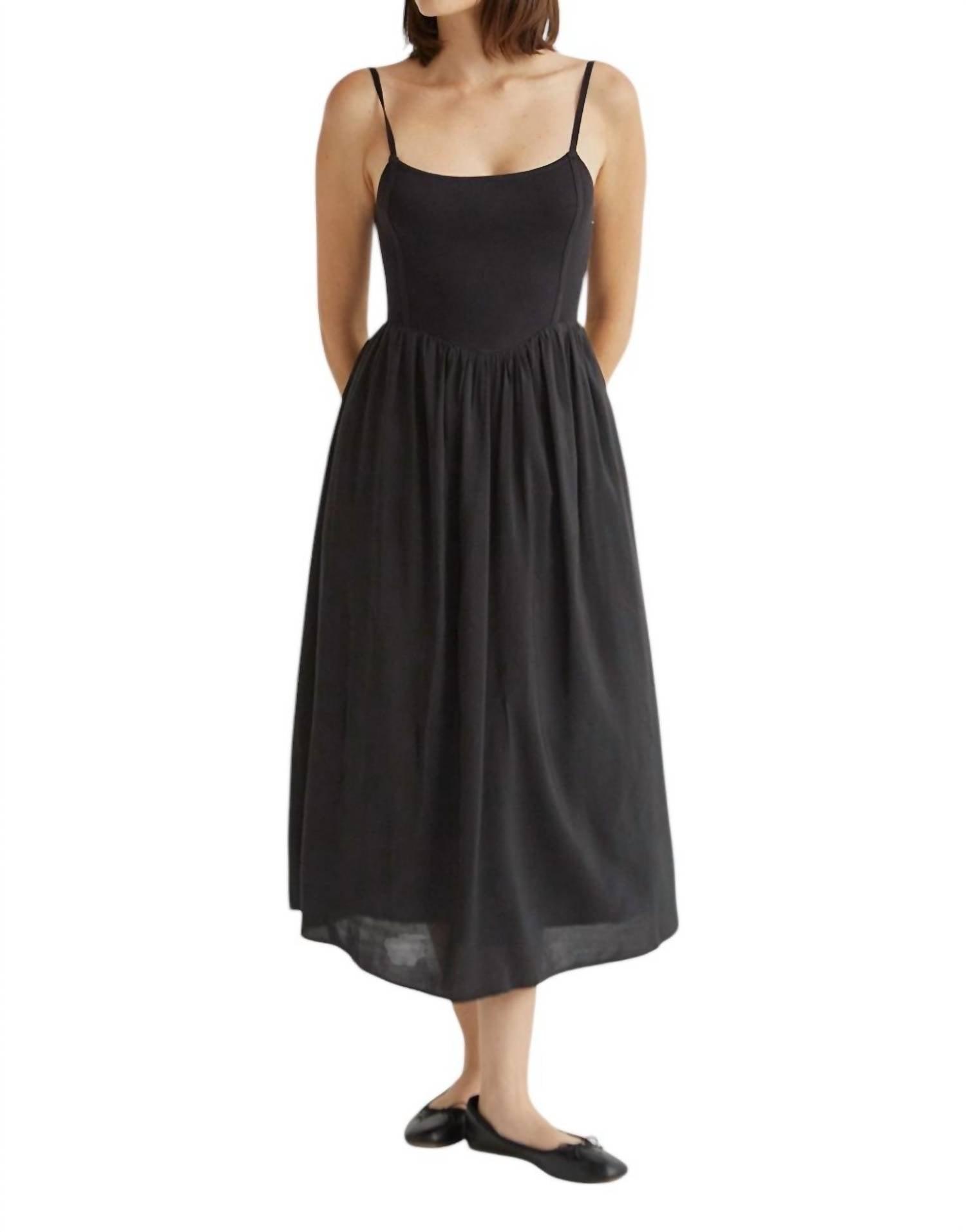 elena woven mix dress in black