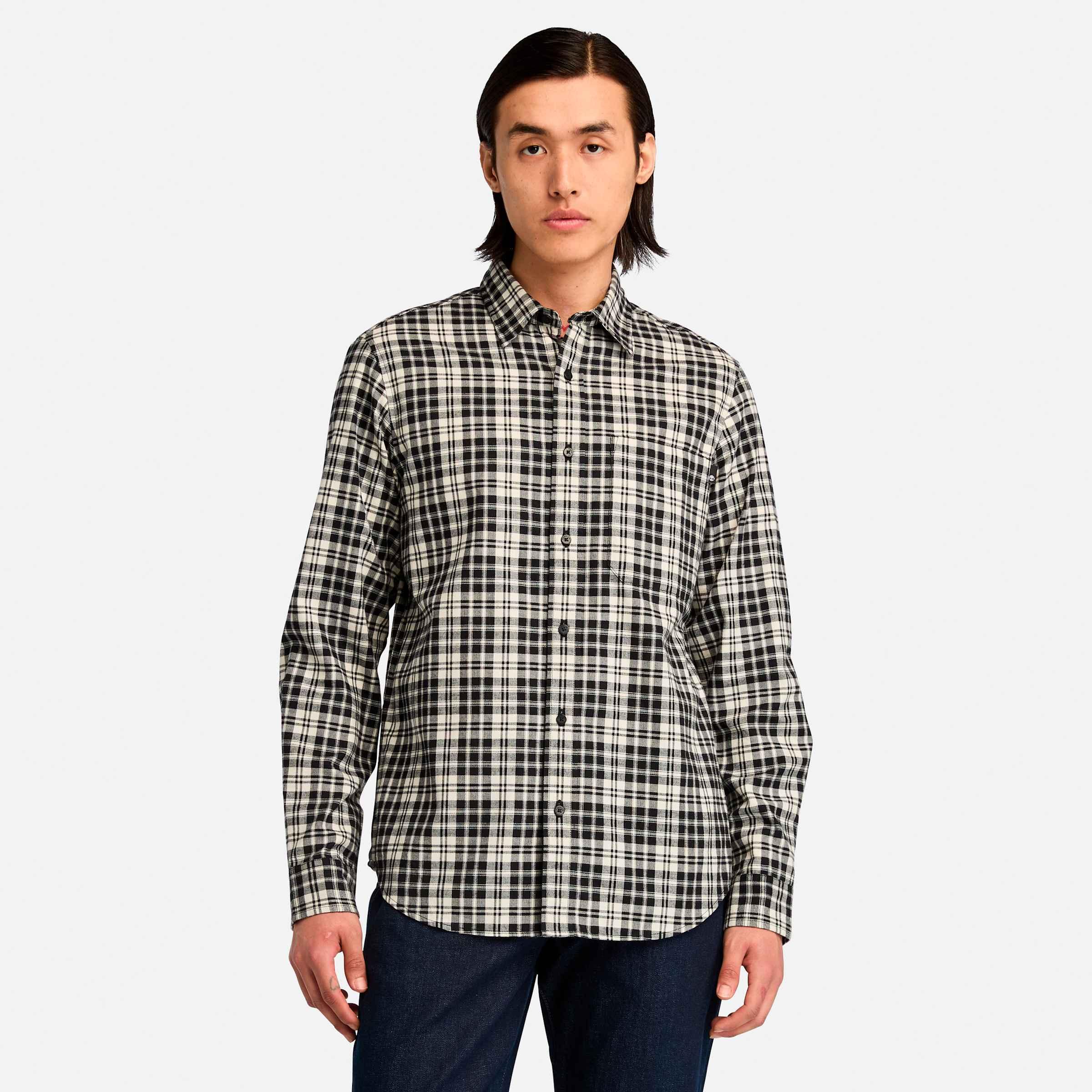 men's herringbone flannel plaid shirt