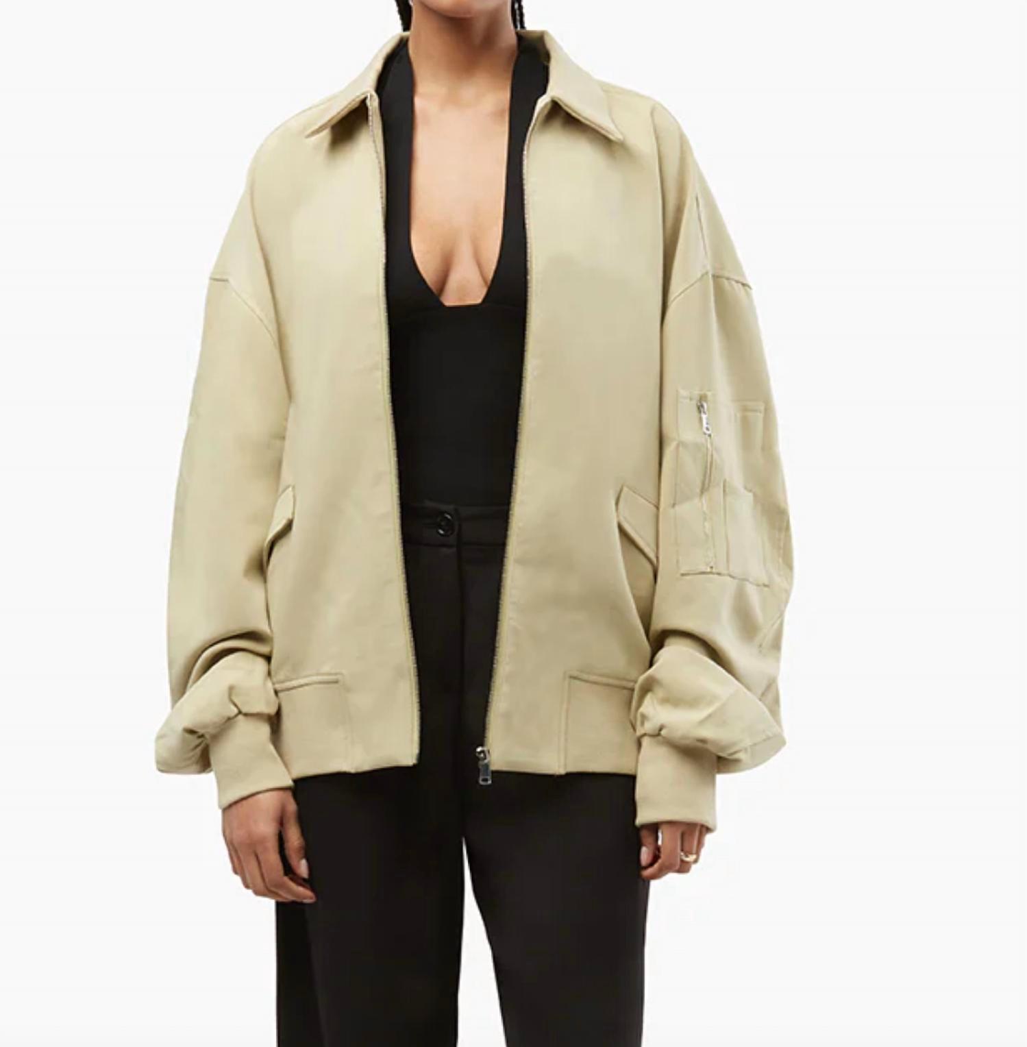 twill bomber jacket in oat