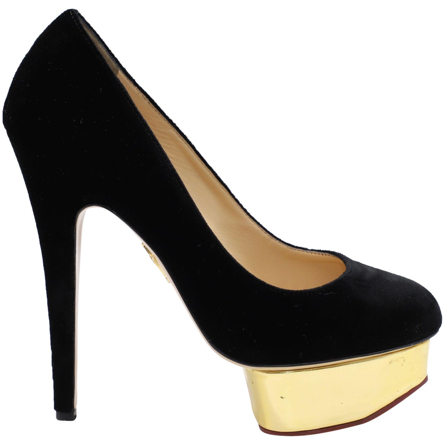 dolly platform pumps in black velvet