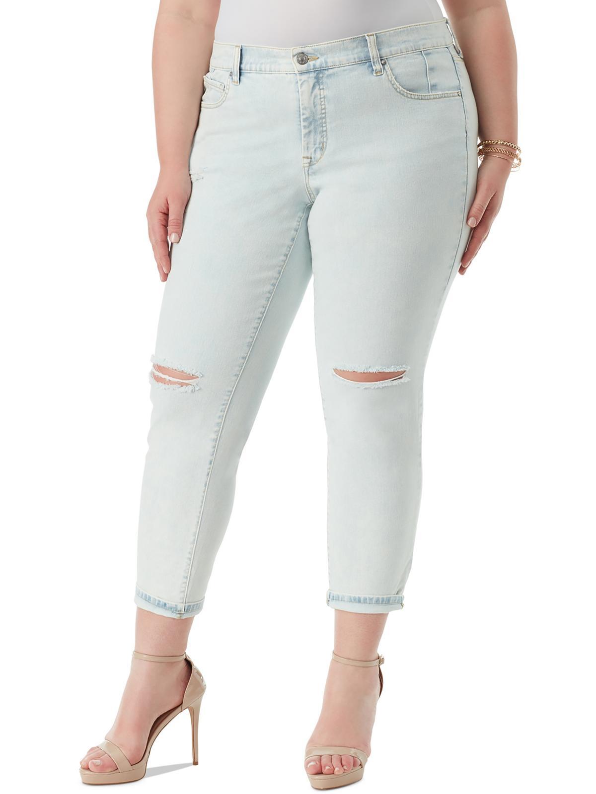 plus mika womens cuffed light wash skinny jeans