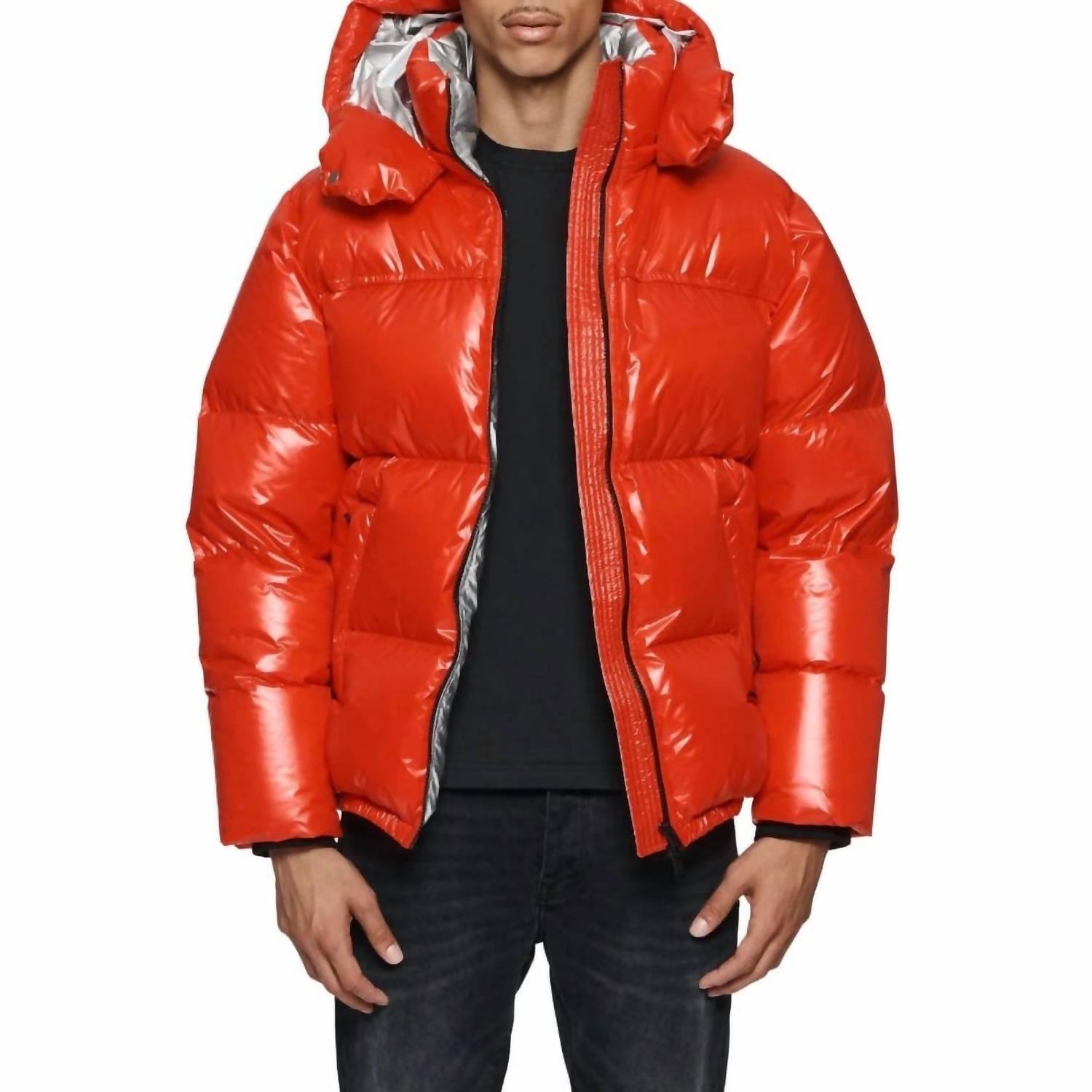 nylon down puffer jacket in red