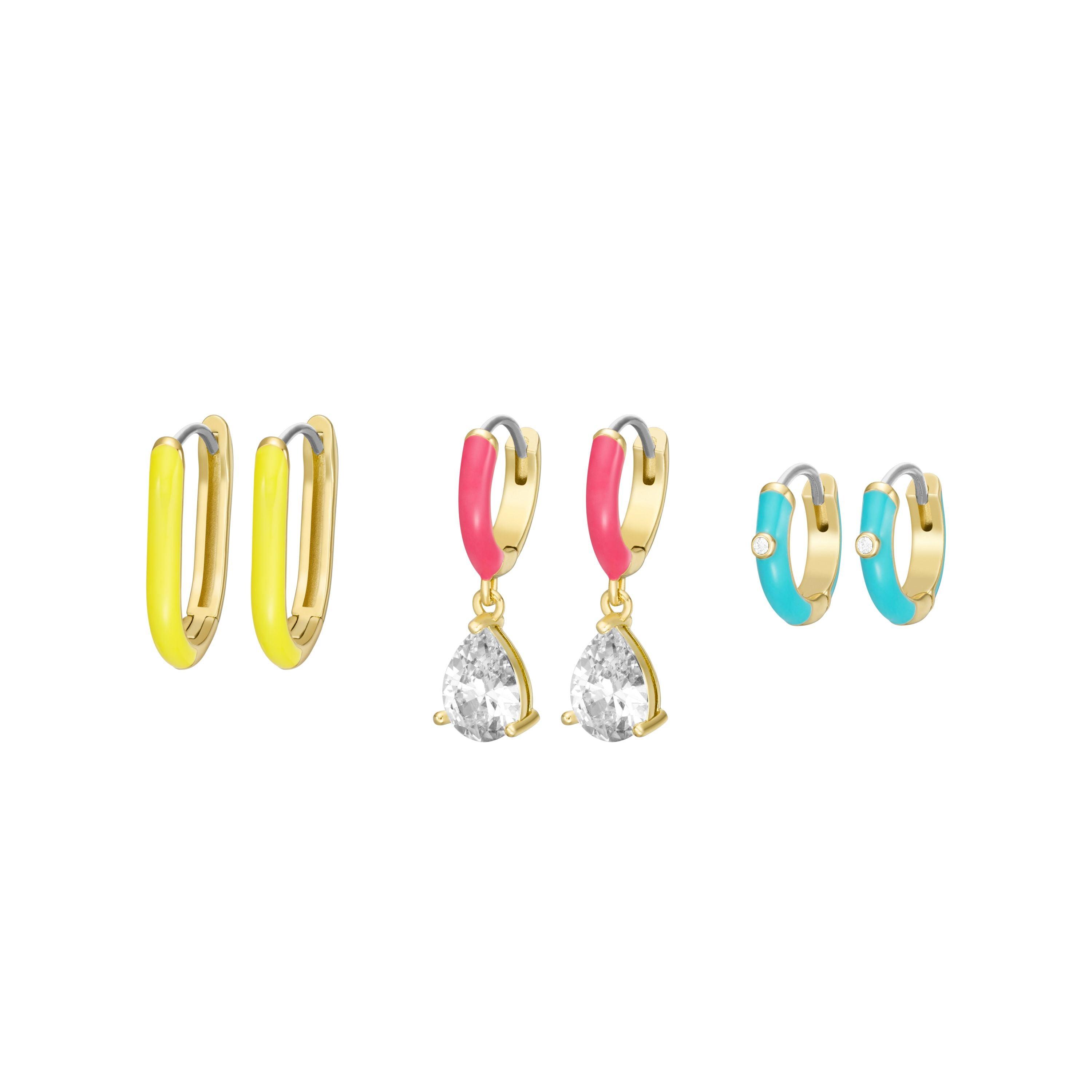 women's gold-tone brass hoop earrings set