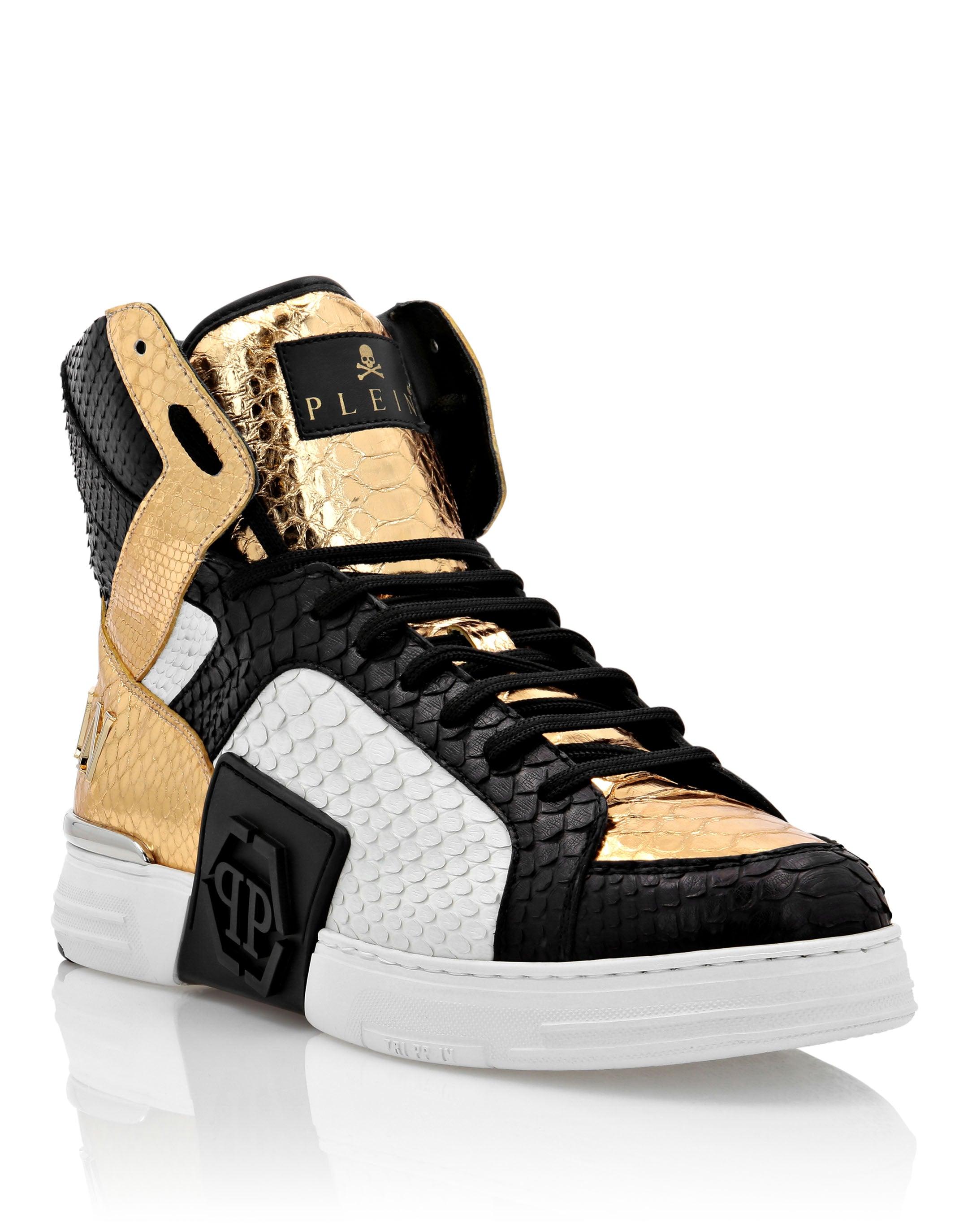 phantom kick$ python leather hi-top sneakers