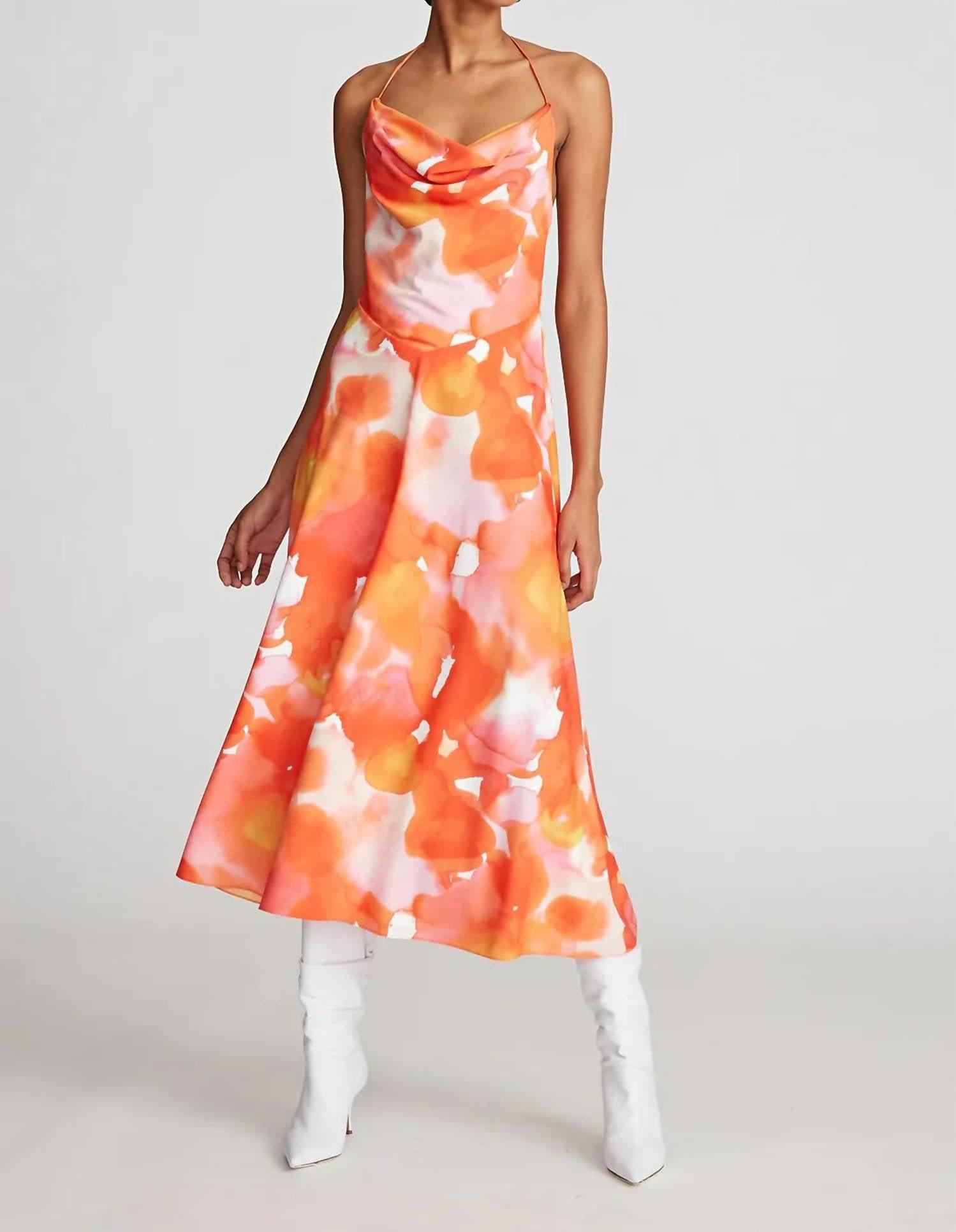 avni dress in sunset watercolor