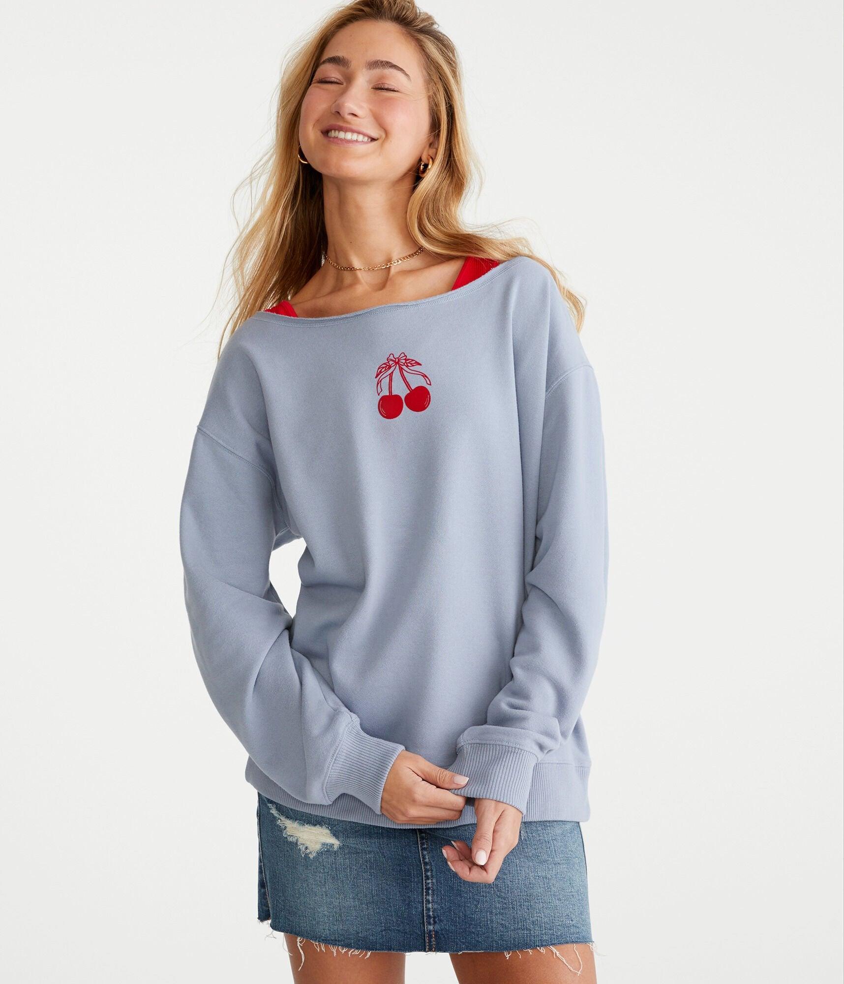 cherries off-the-shoulder sweatshirt