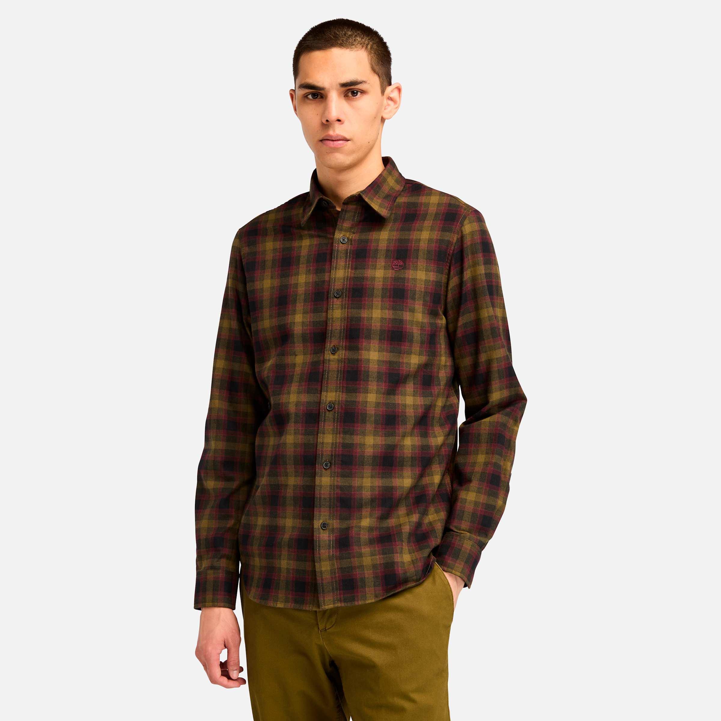 men's herringbone flannel check shirt