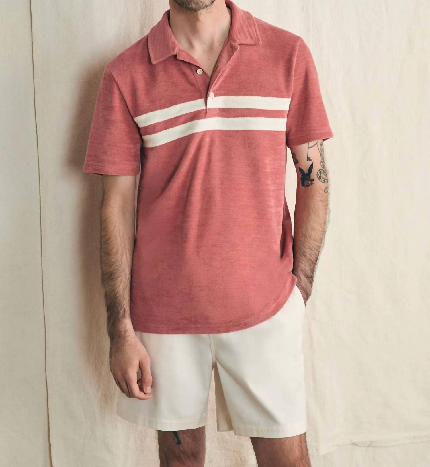 cabana terry polo in faded flag