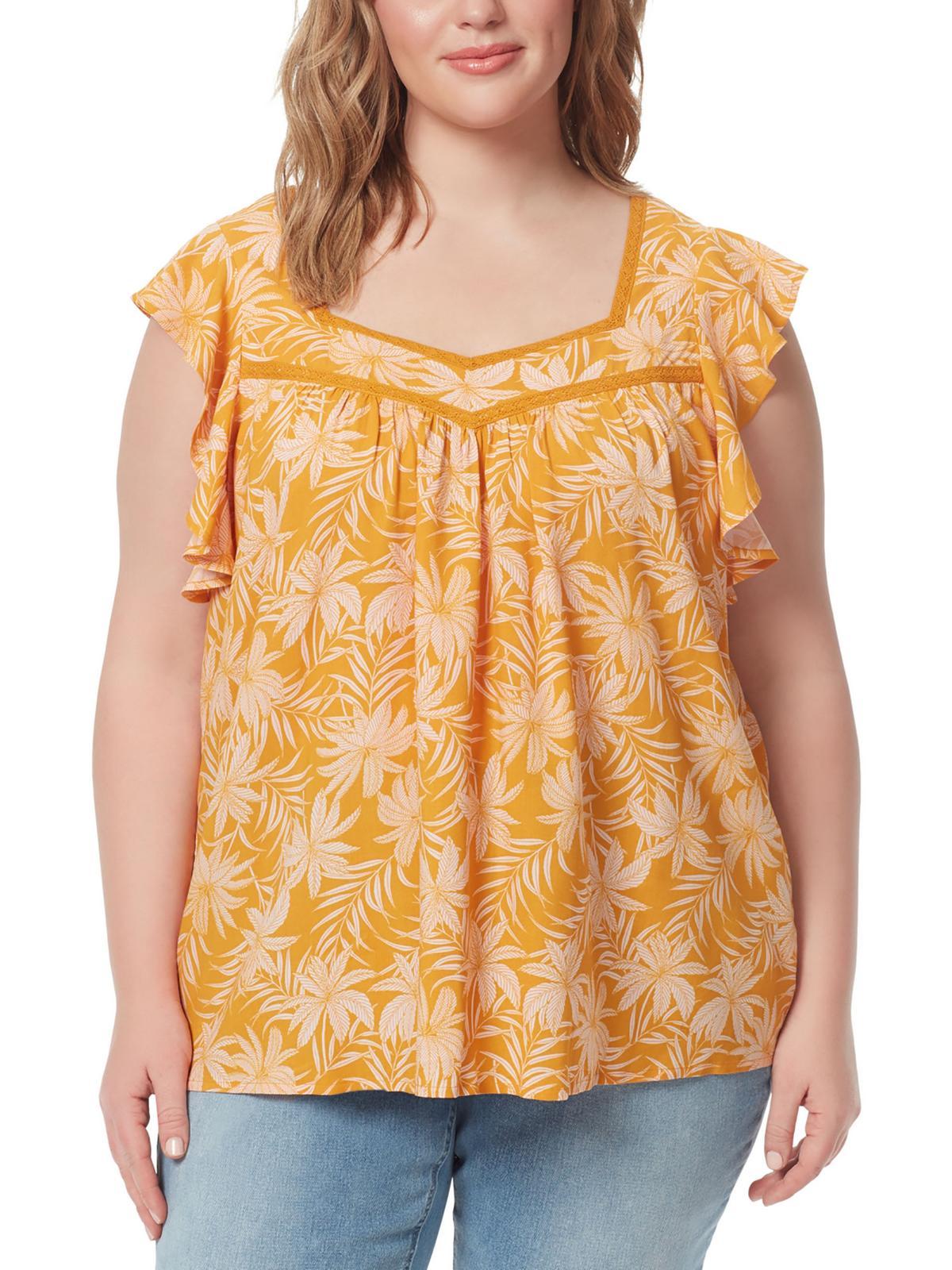 plus lauryn  womens floral print viscose pullover top