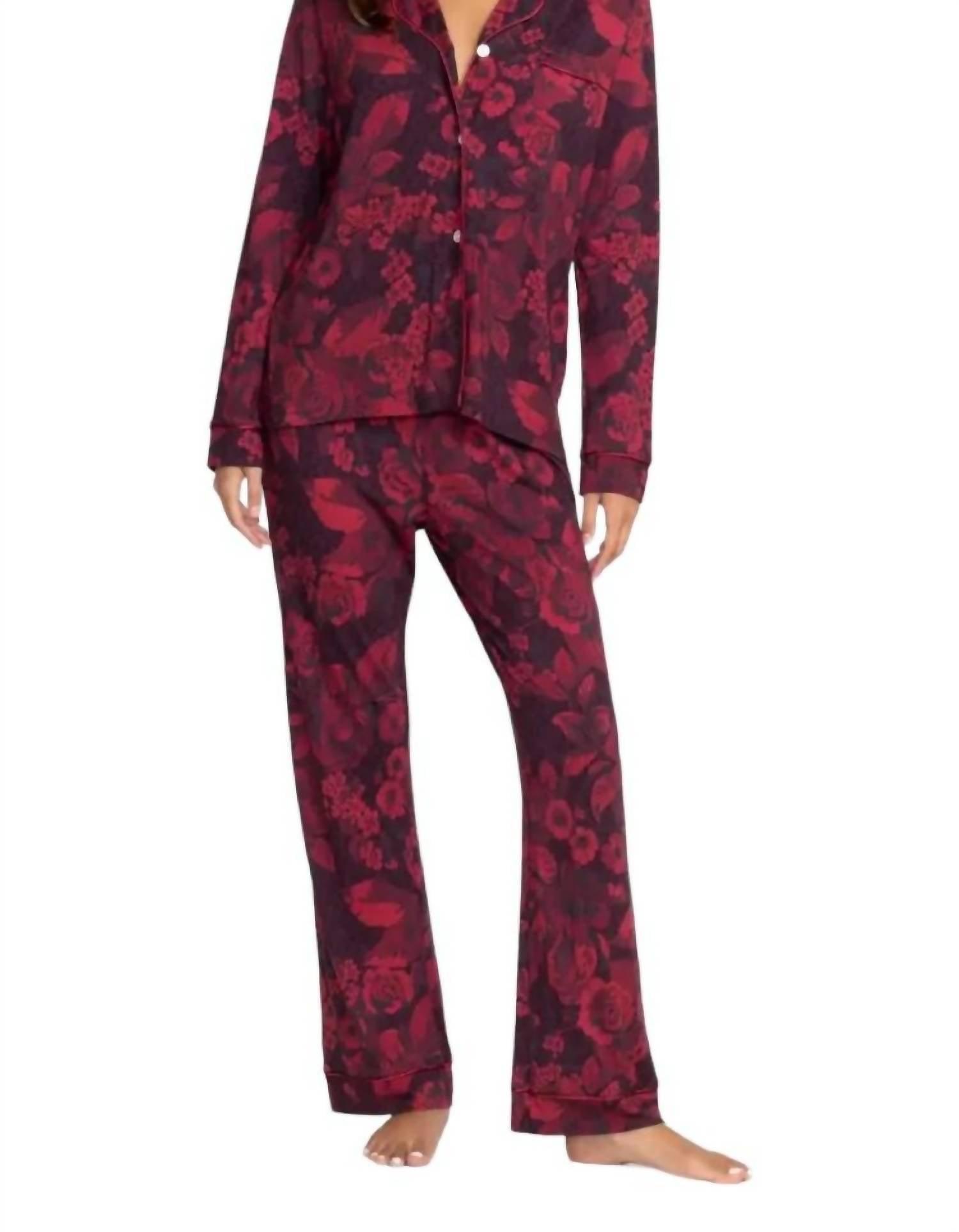 carrie long pajama set in red