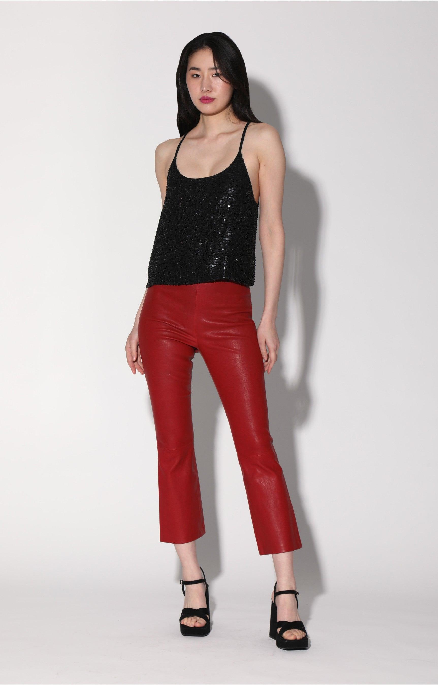 lori pant, red - leather