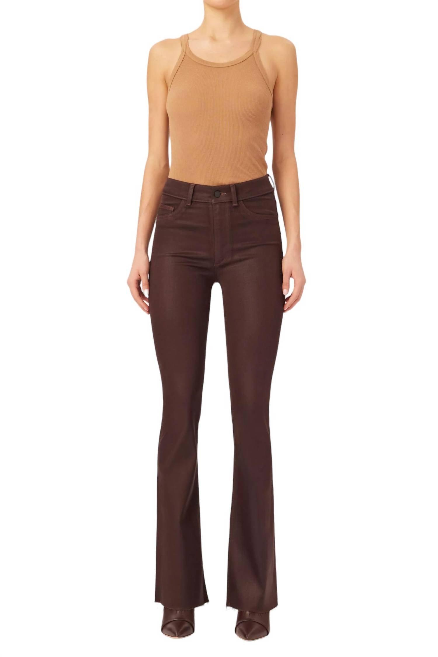 bridget coated bootcut jean in dark mocha