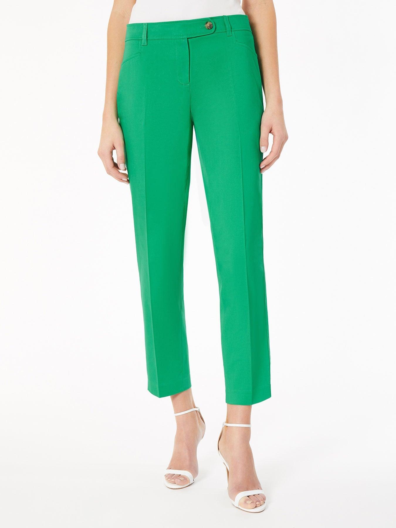 plus size solid fly-front slim leg pants