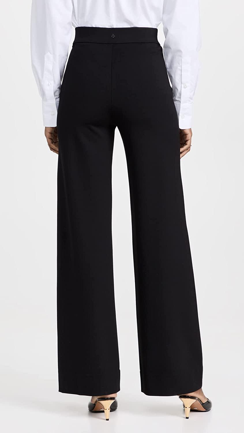 women's irina ponte wide leg pants black stretch