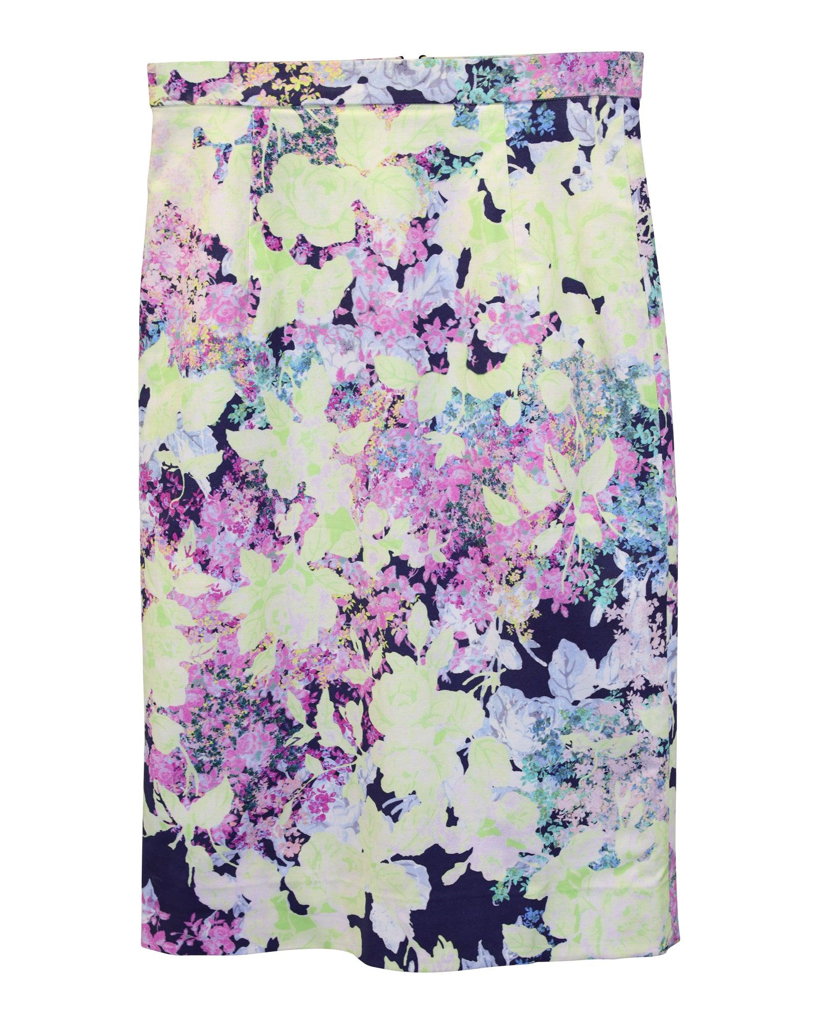 floral print pencil skirt in multicolor viscose