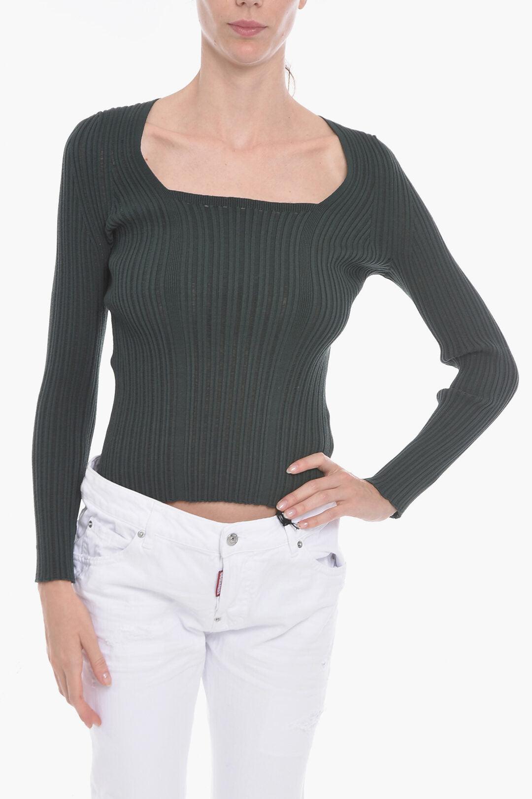 squared neck finesse ribbed sweater