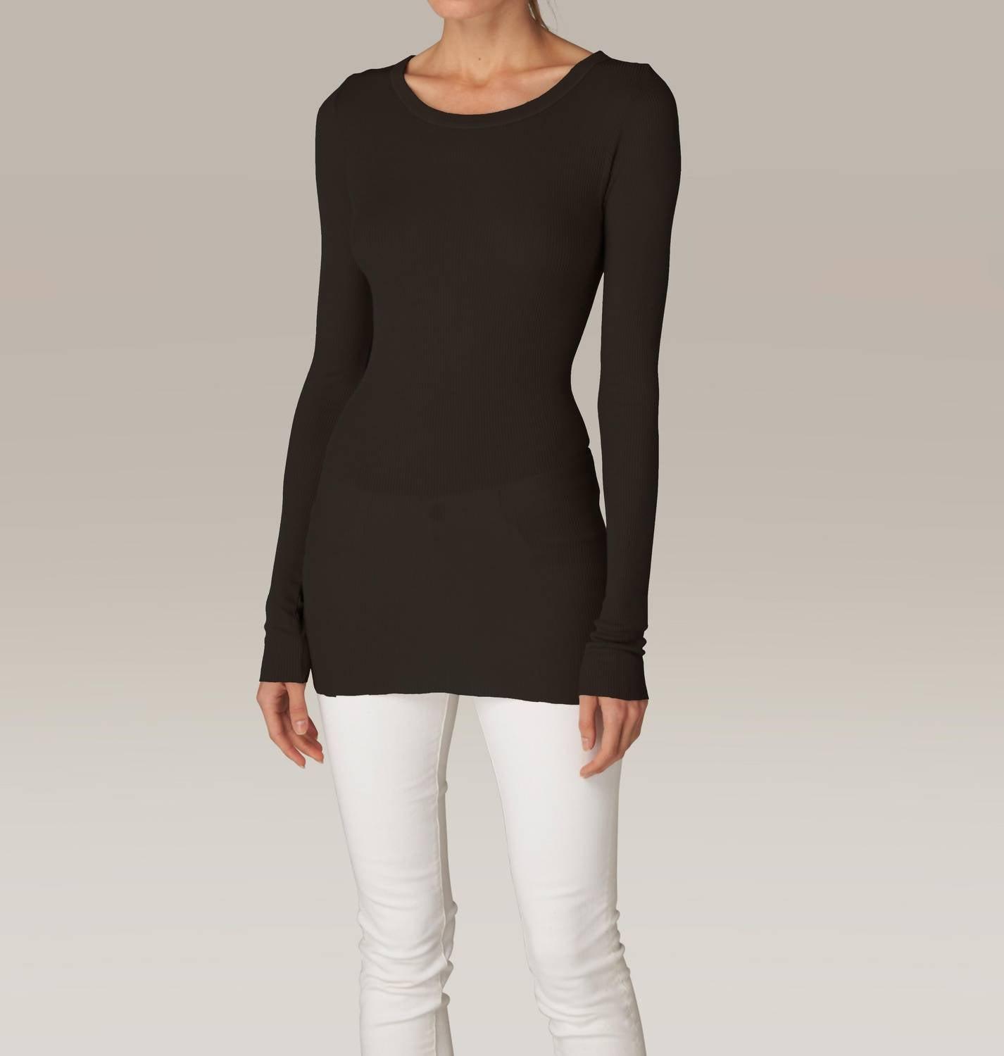 silk rib l/s tunic in black