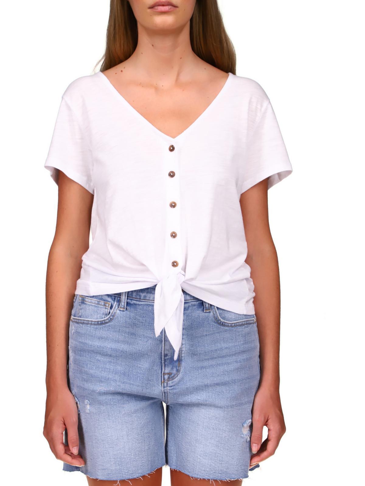 womens side tie cotton blouse