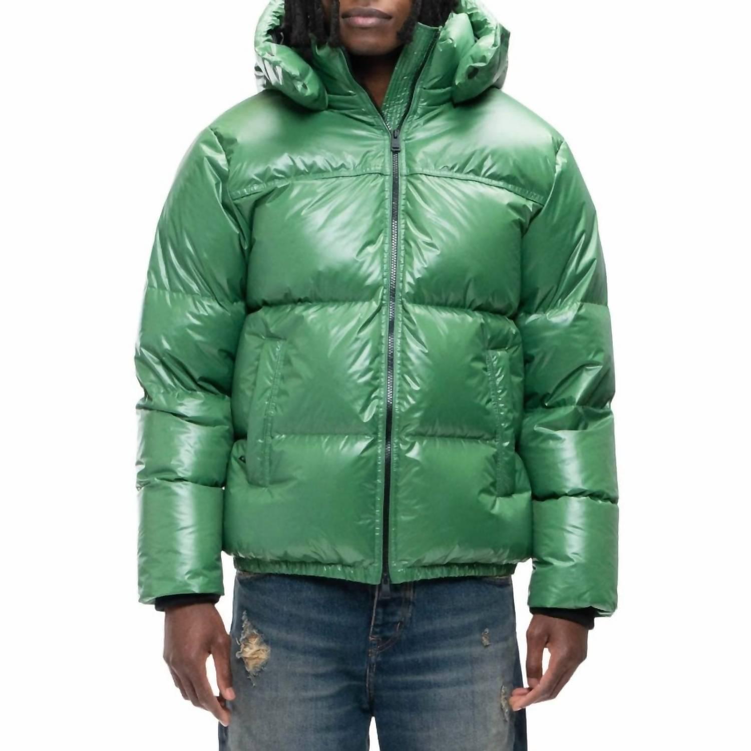 nylon down puffer jacket in formal garden