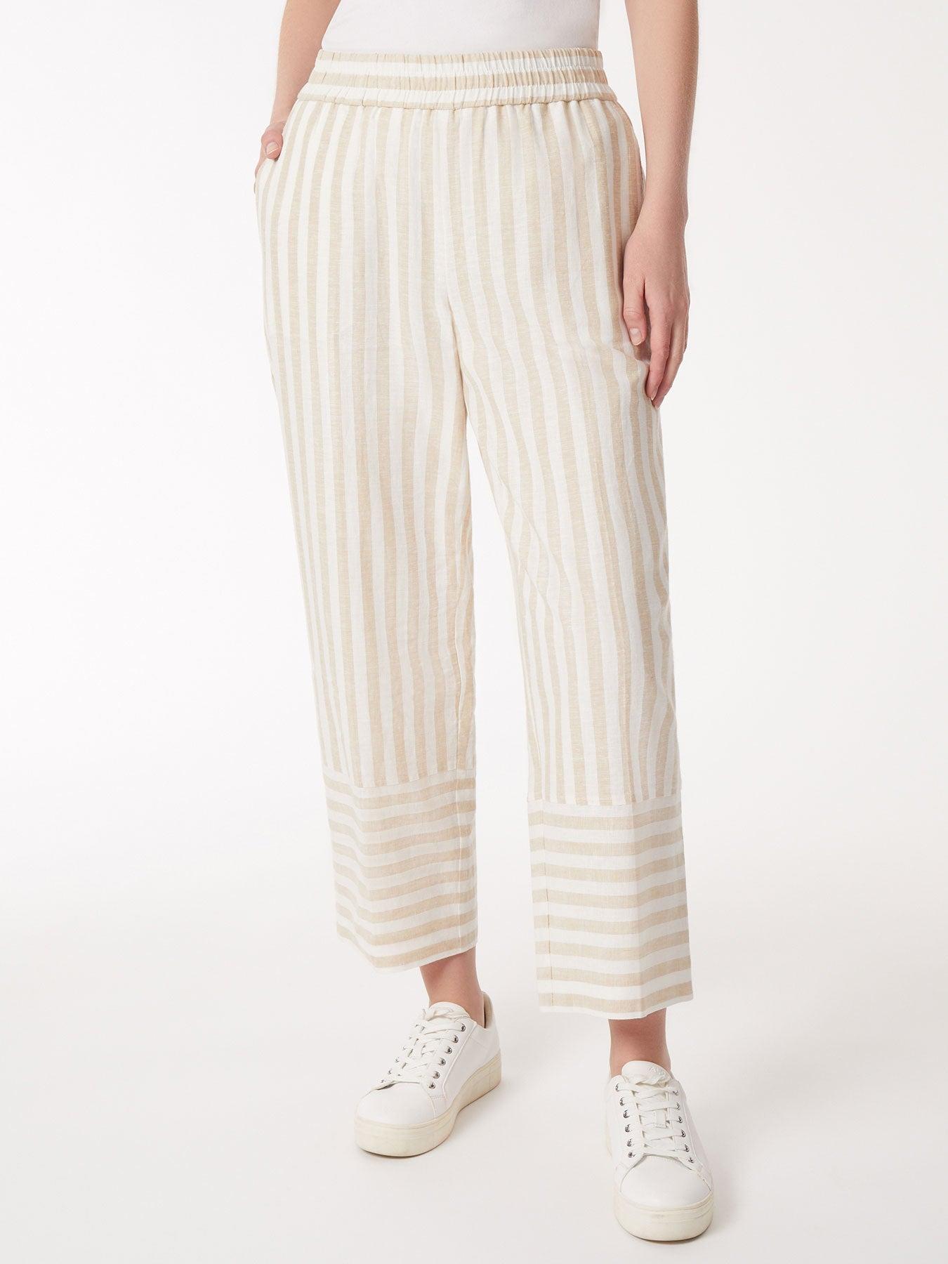 striped pull-on drawstring trousers