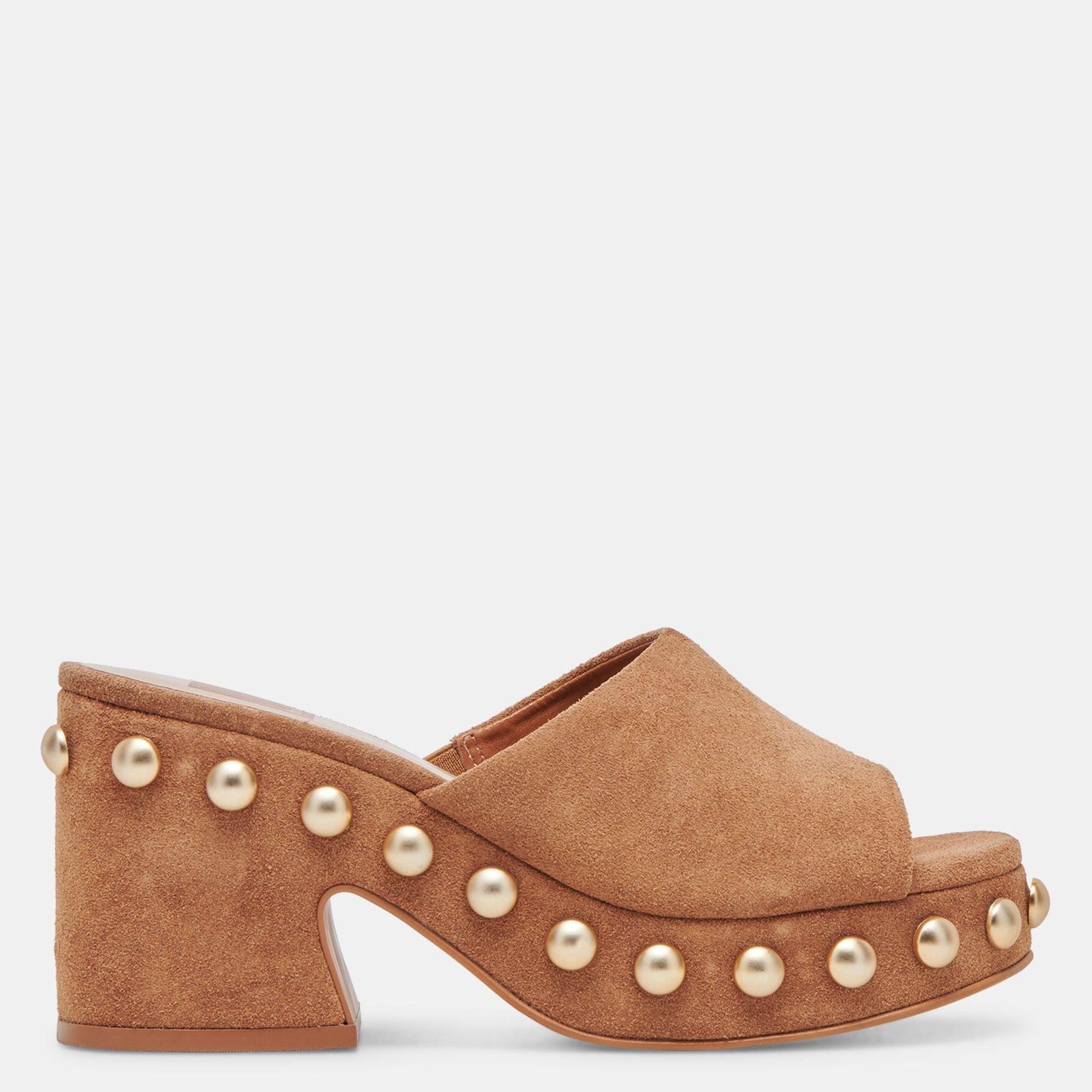 glori heels pecan suede