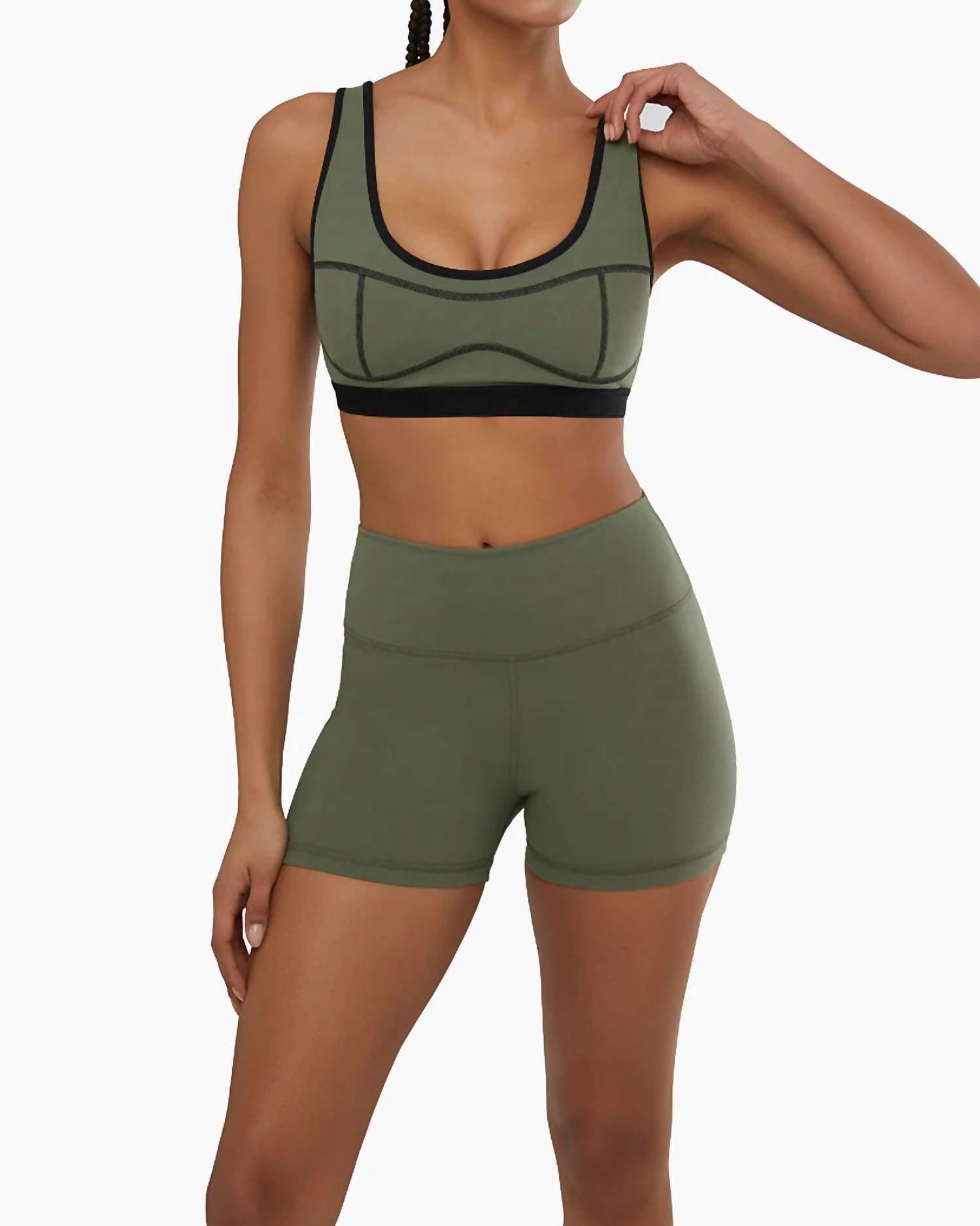 scoop neck silhouette bra in army green