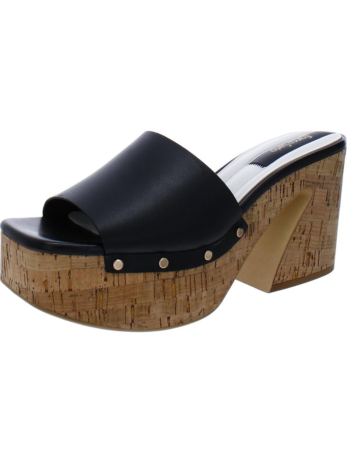 damara womens leather slip on platform sandals