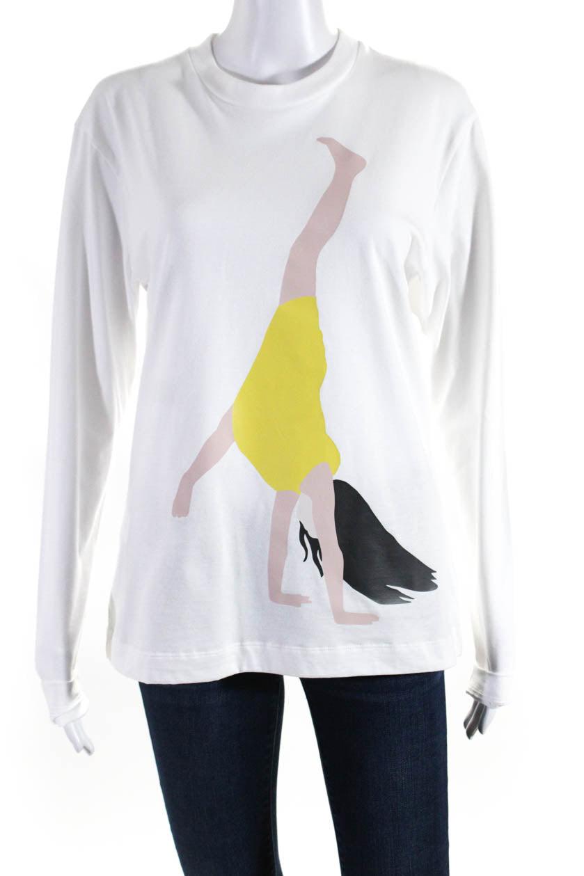 womens cartwheel graphic long sleeve top tee shirt white