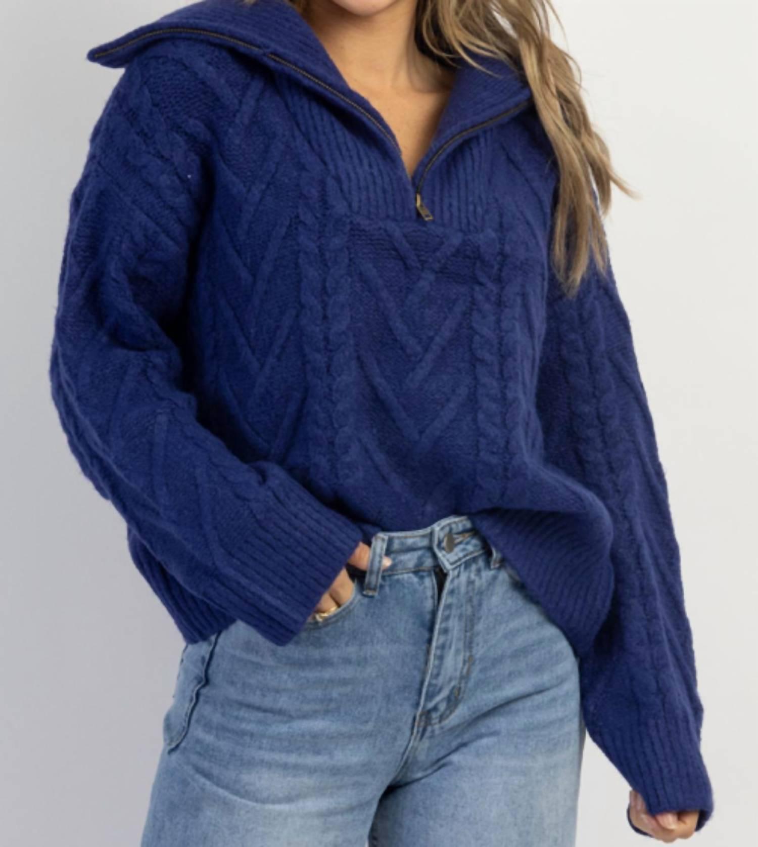 franco half zip sweater in cobalt blue