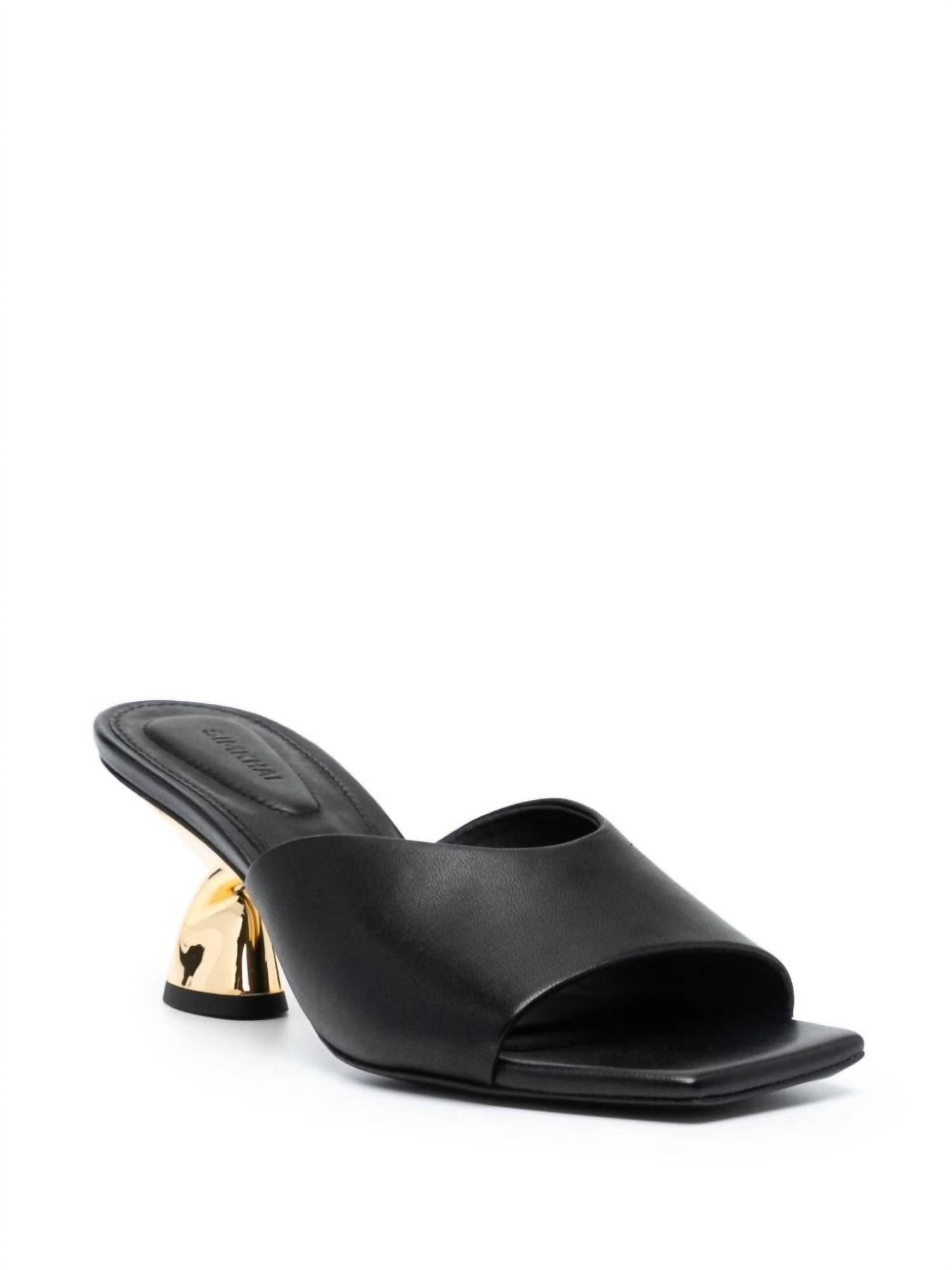 nixxi twist slip on high heel sandals in black