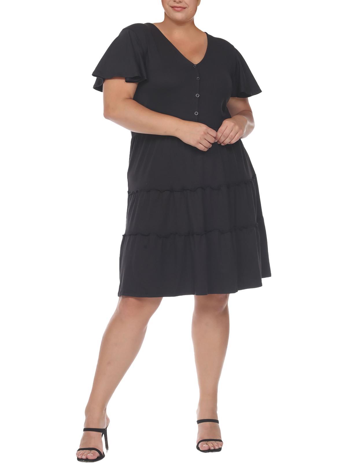 plus womens tiered jersey shirtdress