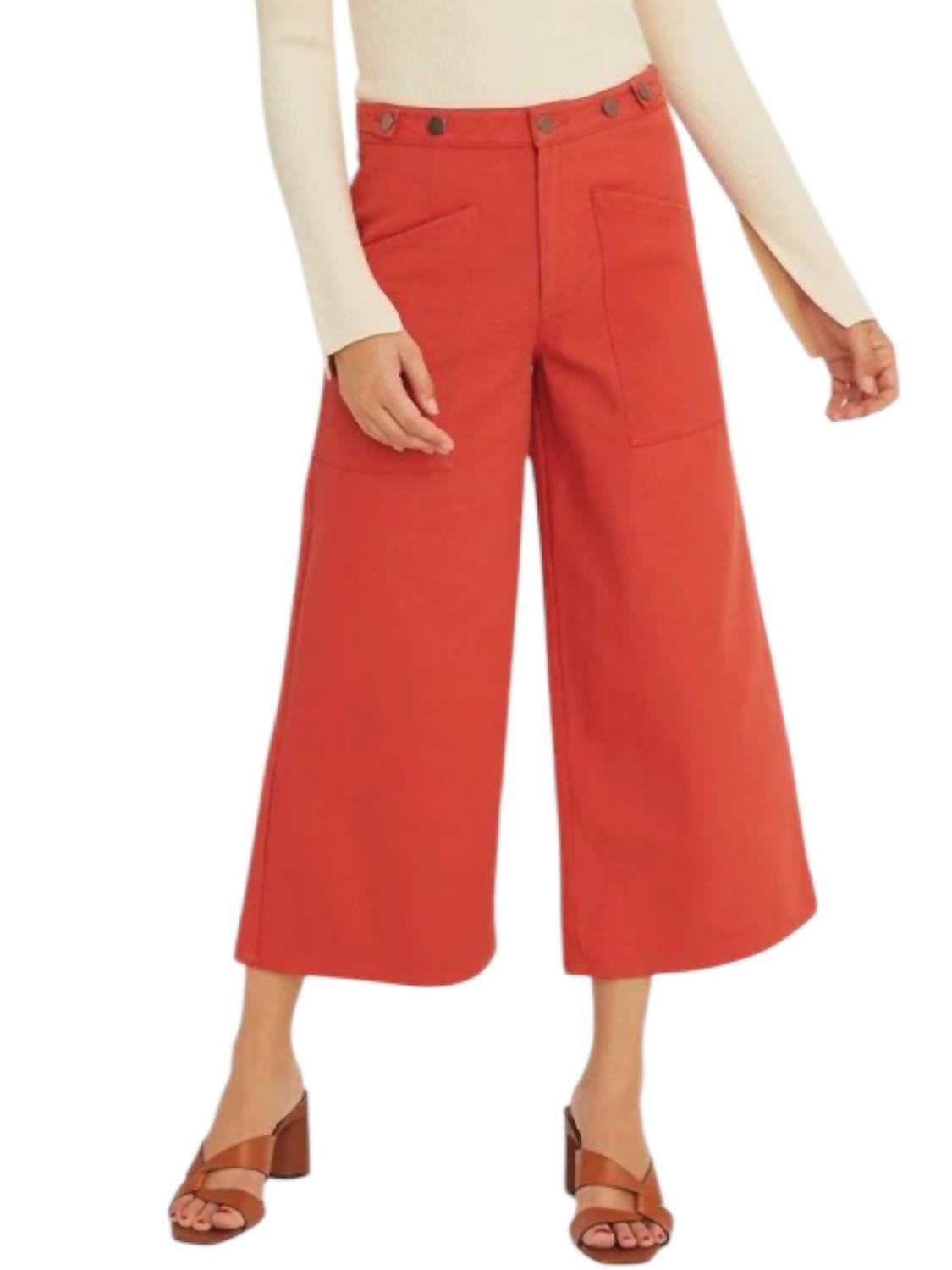 wide leg pants in brick