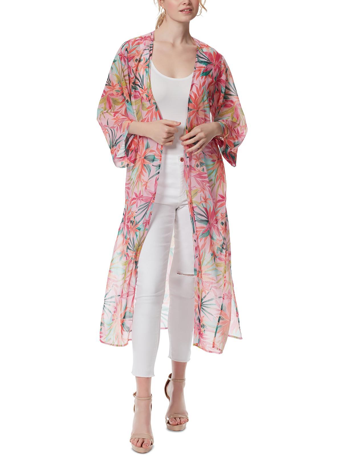 womens floral print long kimono