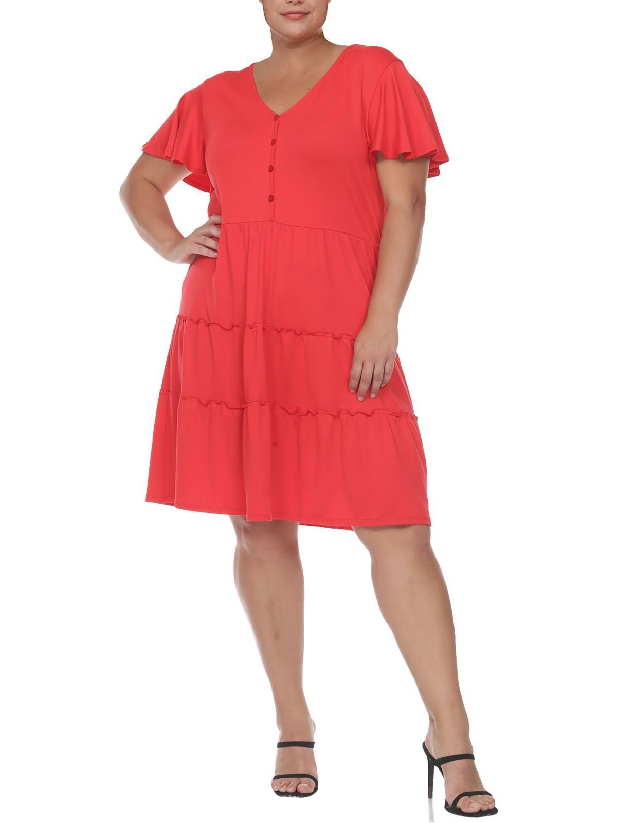 plus womens tiered jersey shirtdress