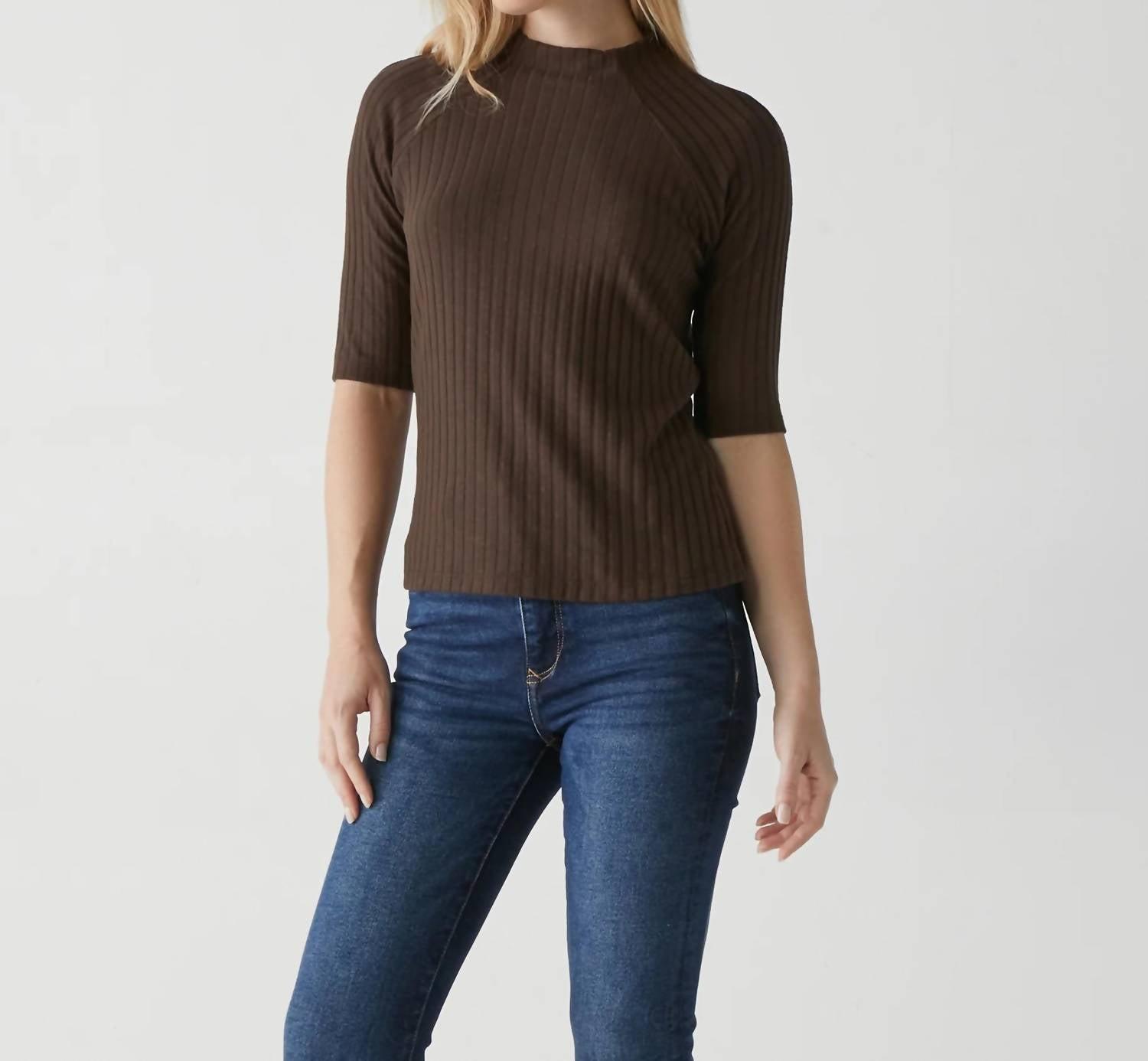 nadine luxe jasper elbow mock neck in java