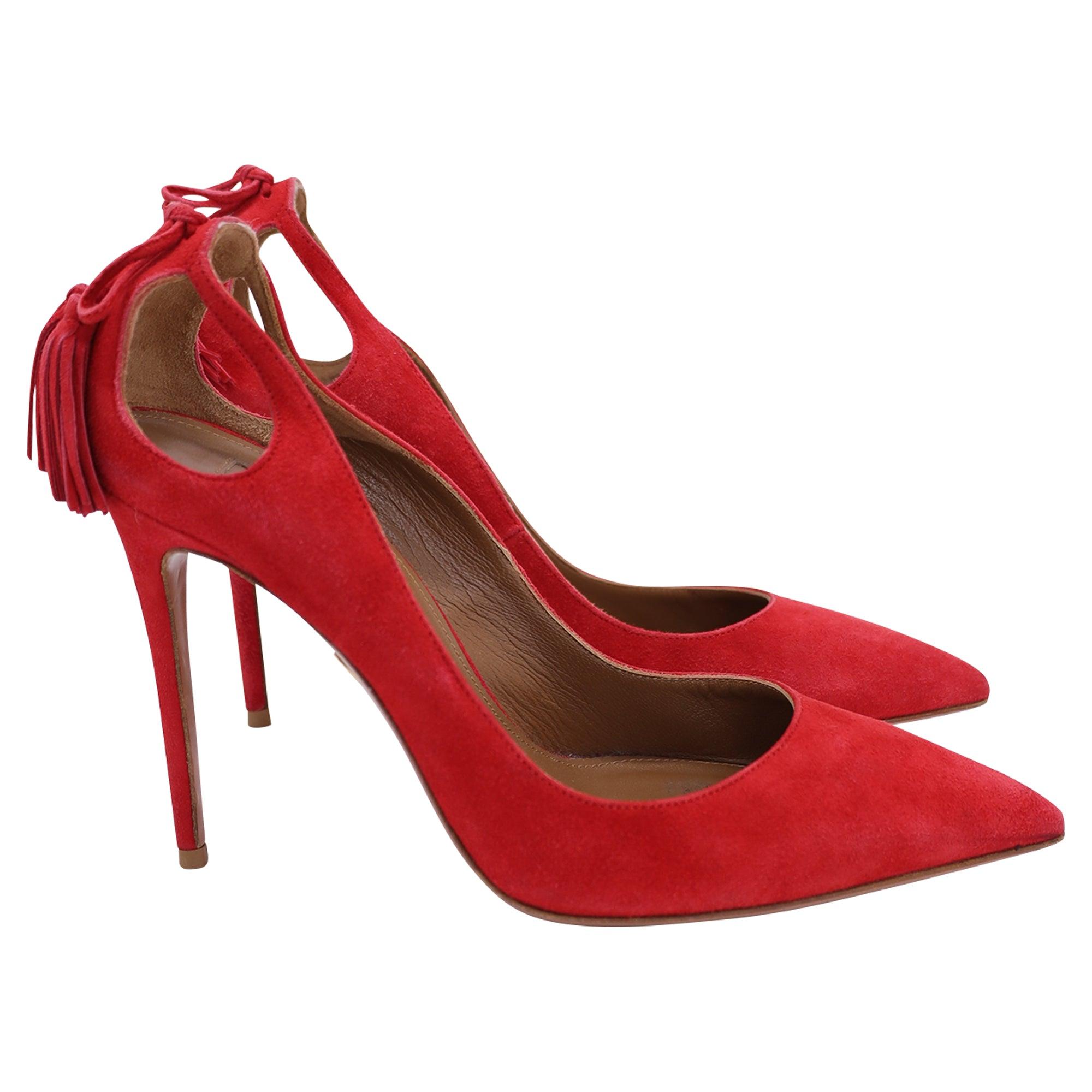 aquazurra marilyn pumps in red suede