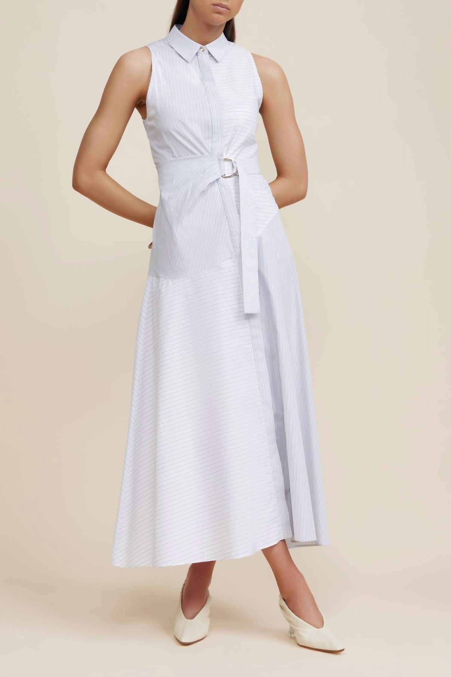 edgar dress in white stripe