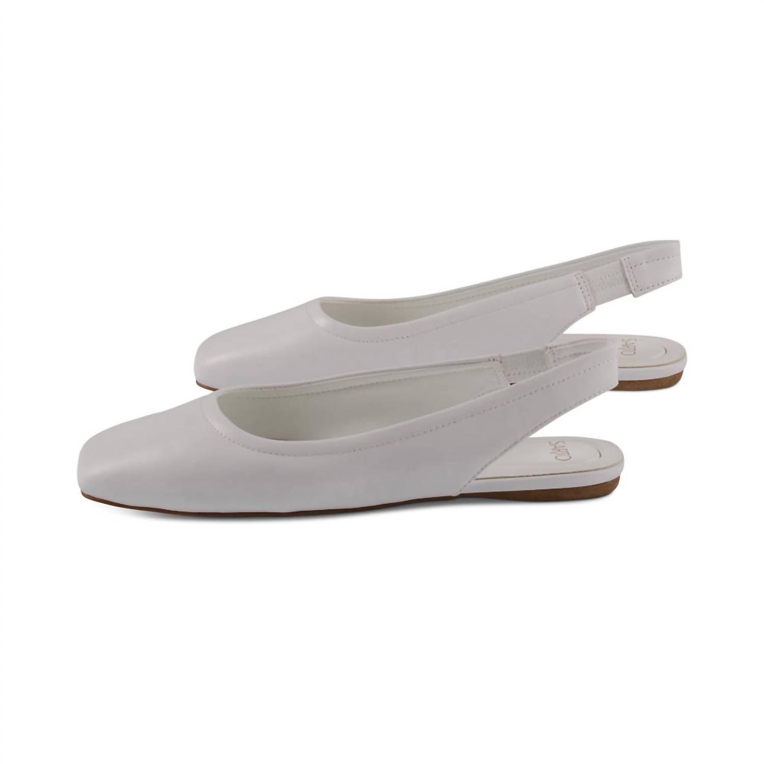 women's antona flat in white leather