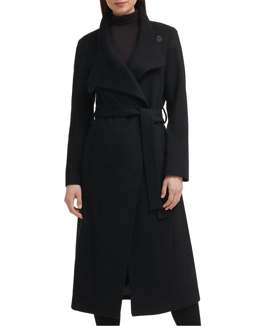 wool-blend belted maxi coat