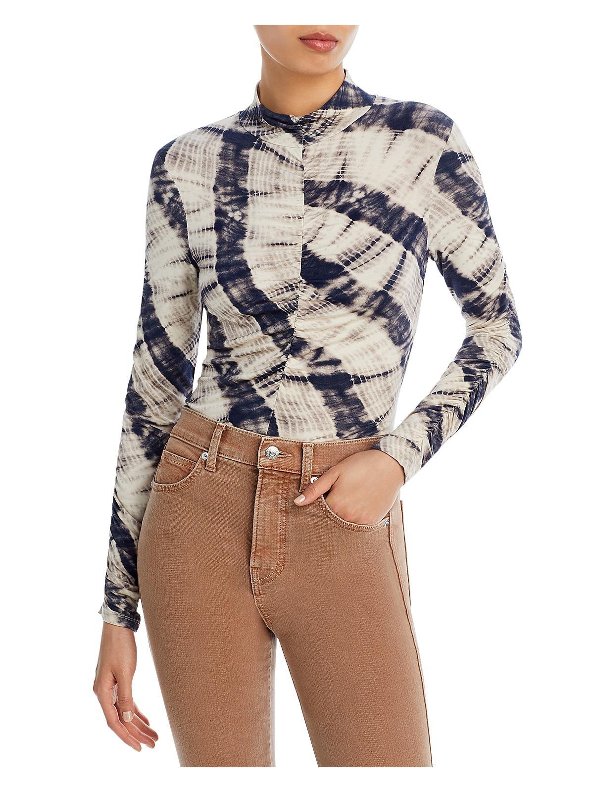 womens tie-dye rayon turtleneck top