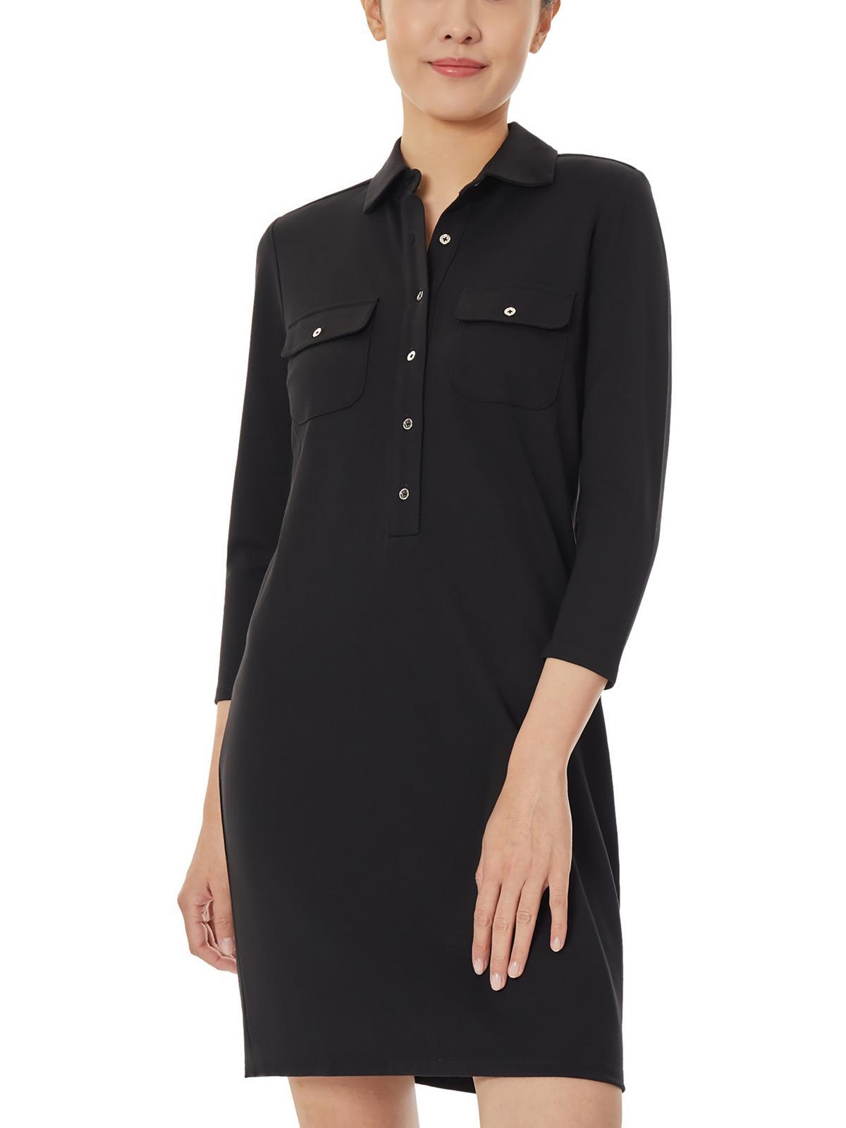 womens above knee 3/4 sleeve shirtdress