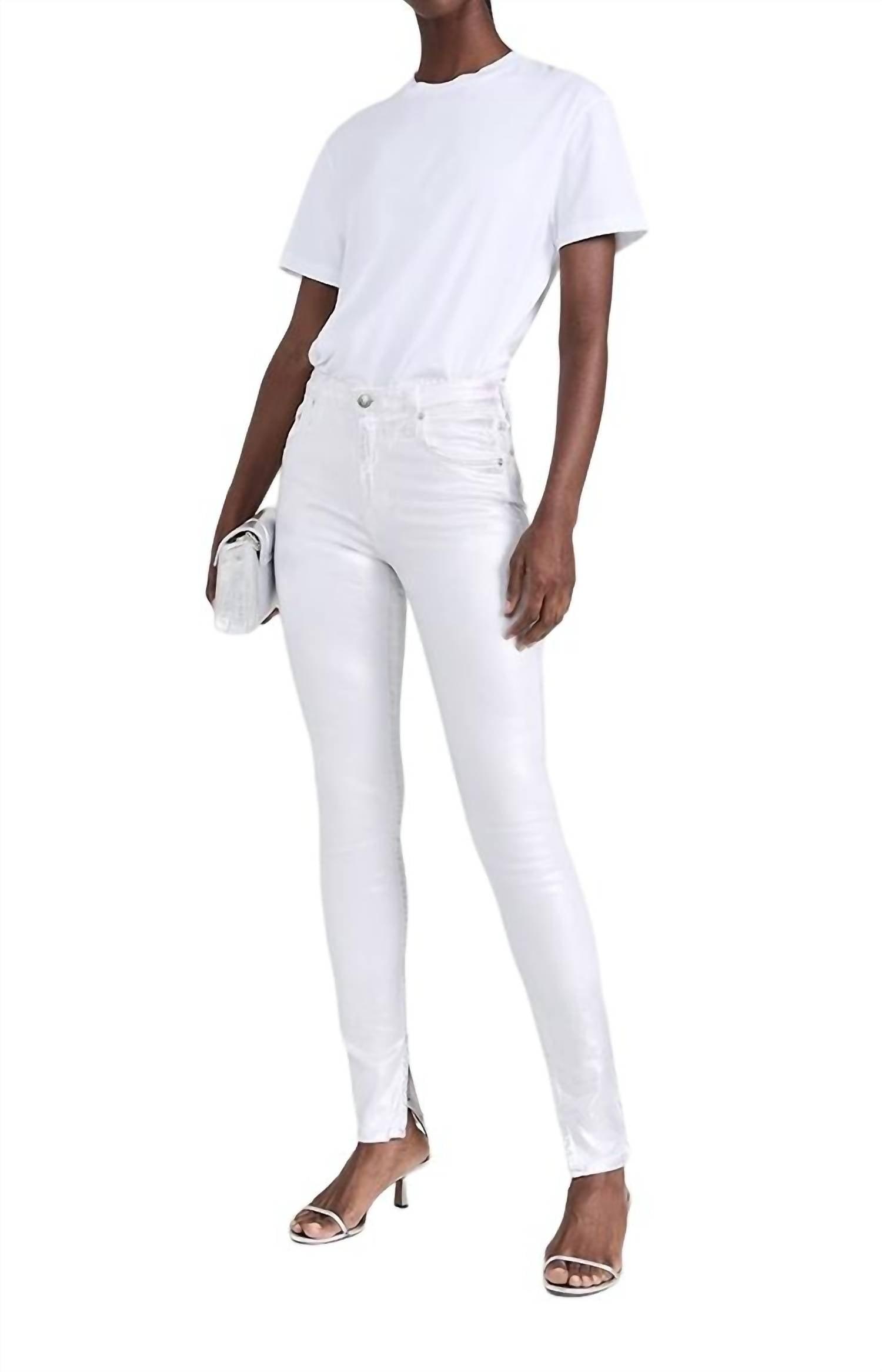 rae high rise skinny jean in silver foil