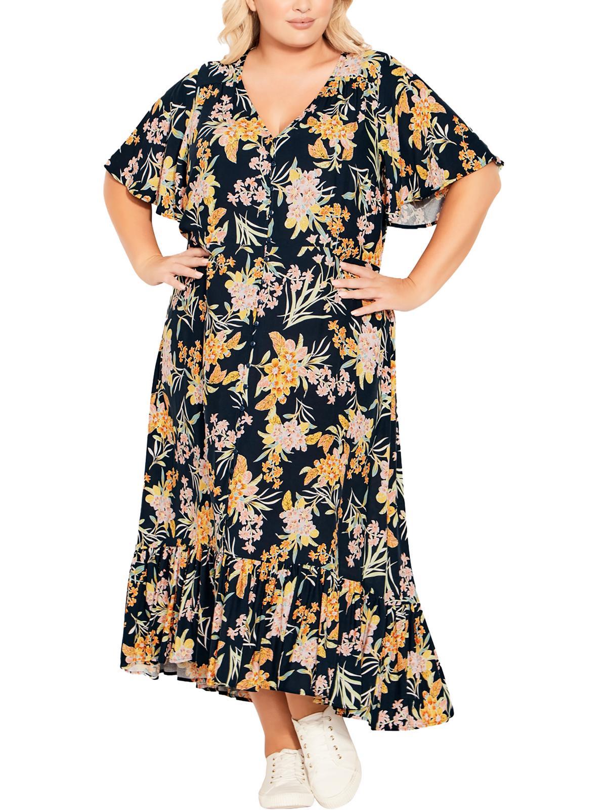 plus sasha womens floral long maxi dress