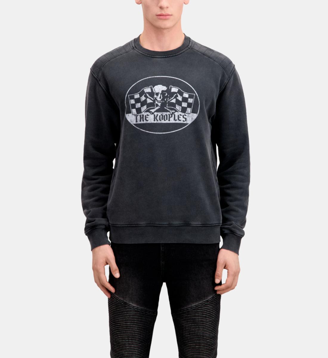 sweatshirt with racing skull serigraphy