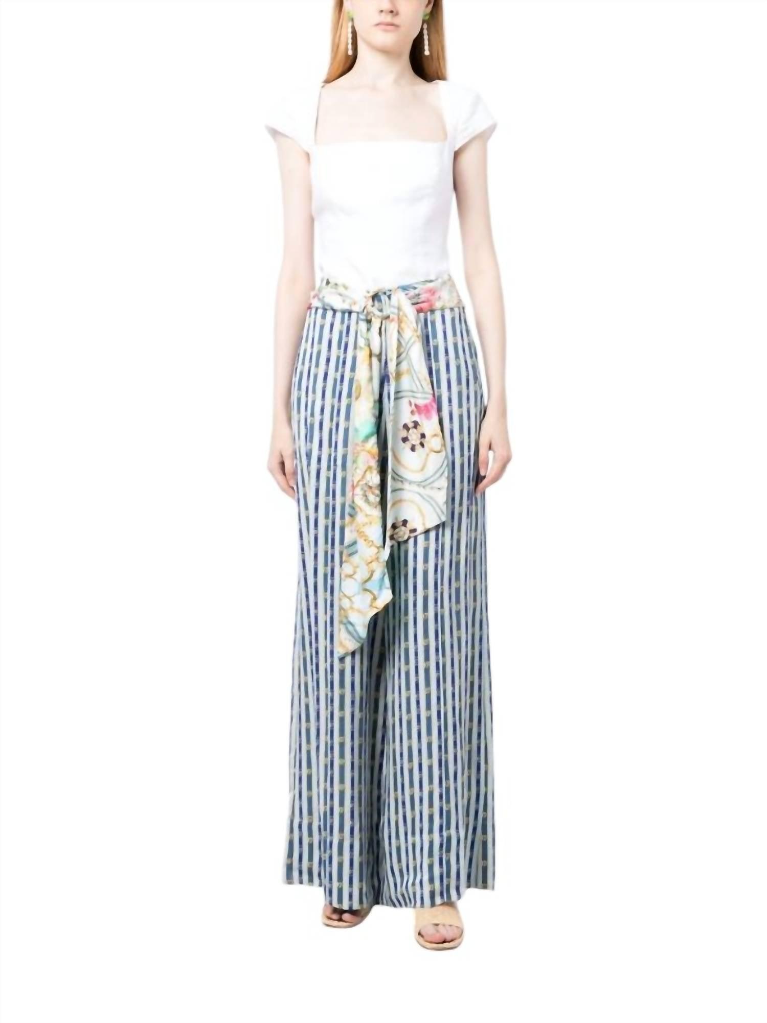 scarf belt wide leg pant in amalfi lullaby