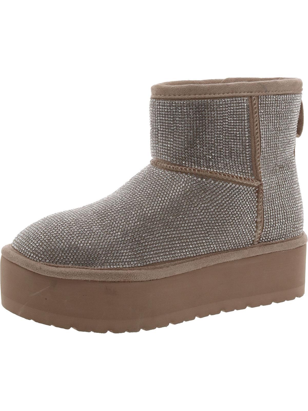 ease r womens faux fu slip on winter & snow boots